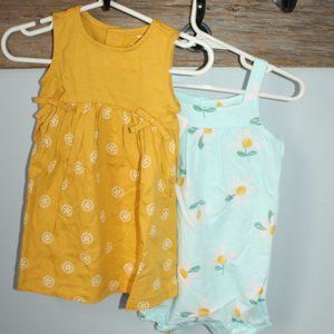 Size 9M Carters 2 piece set Dress/Romper Golden/Aqua NWT